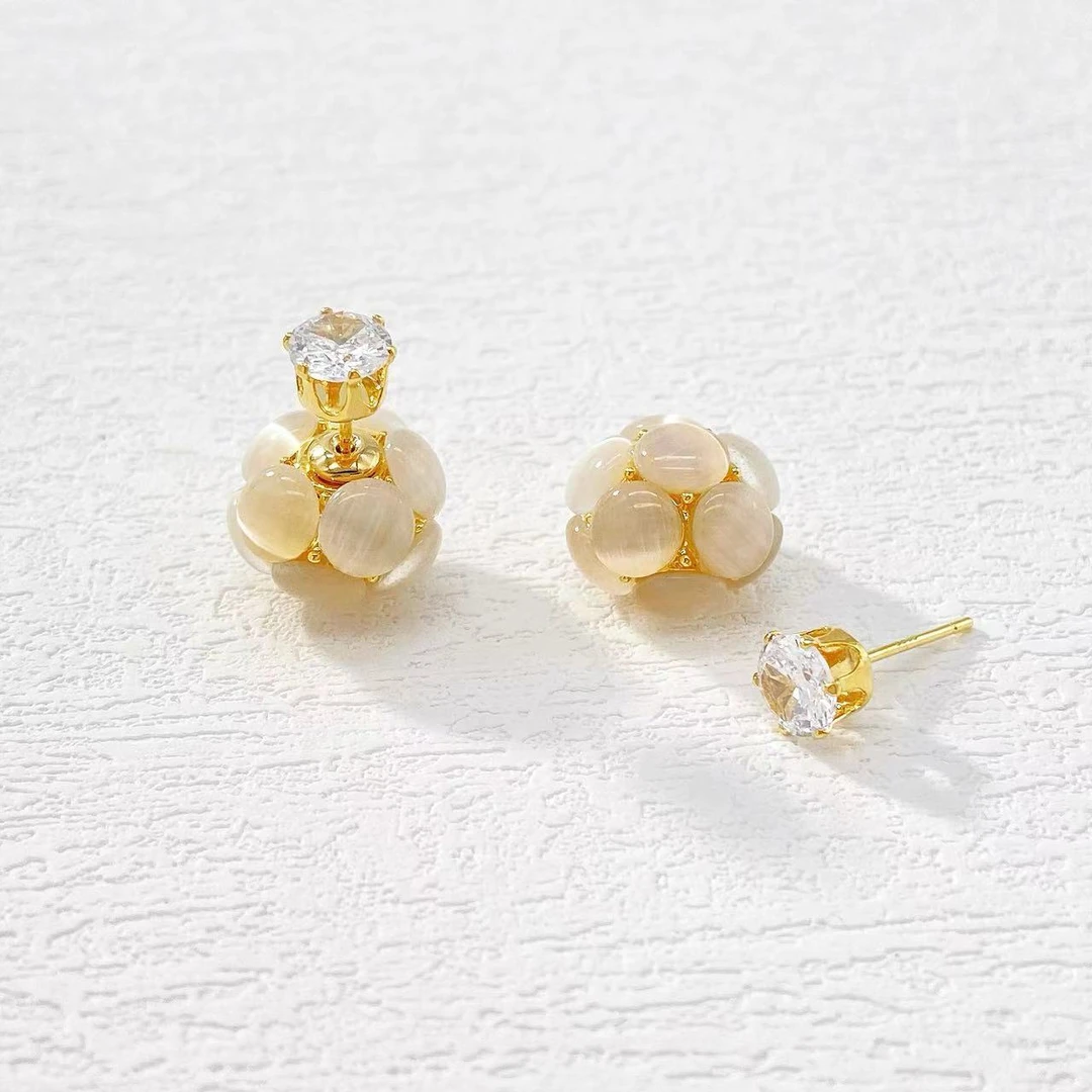 铜合金耳饰 木木（CJ5951） 单钻猫眼精致耳环