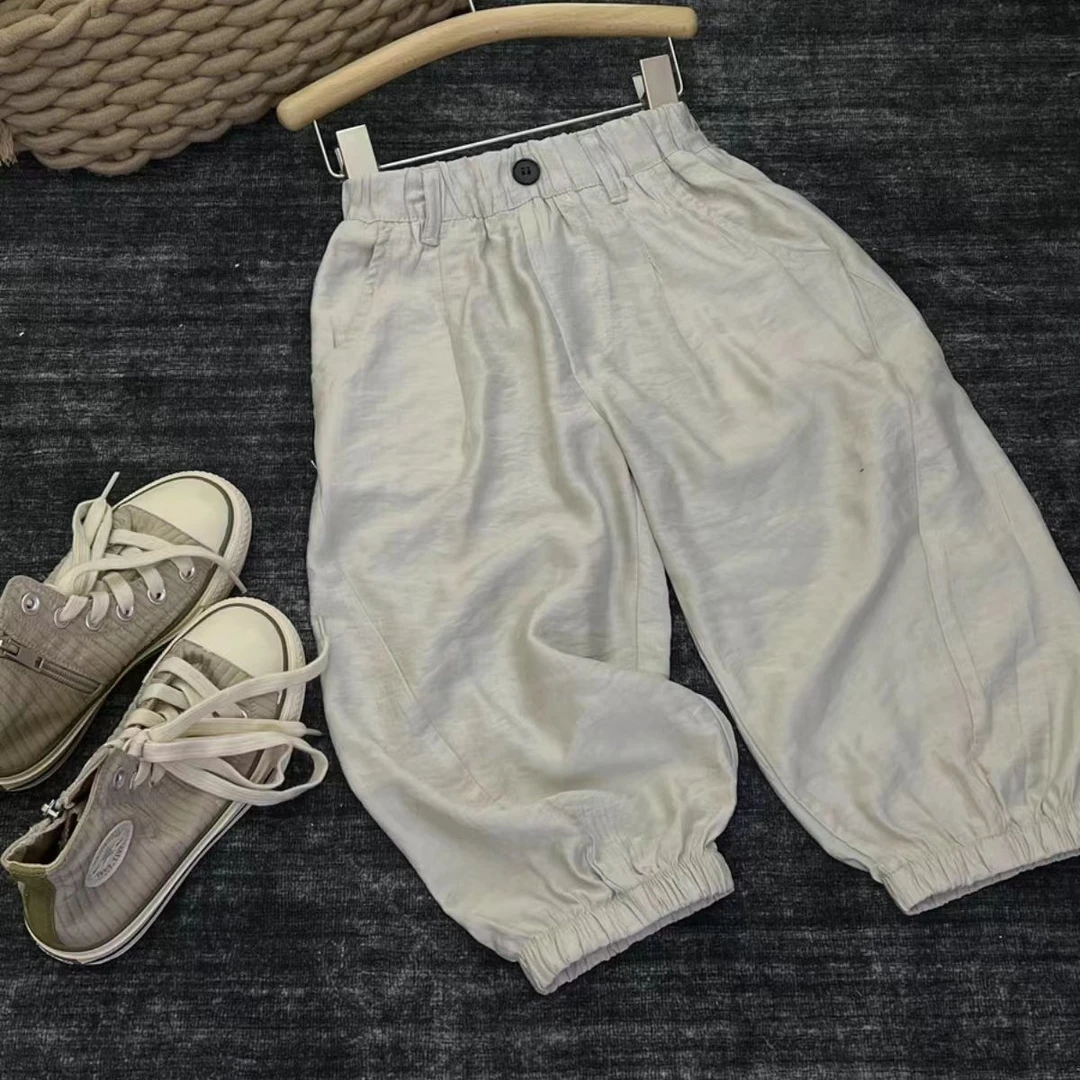 男童夏季薄款速干裤儿童韩版九分裤女童宽松束脚裤洋气百搭防蚊裤