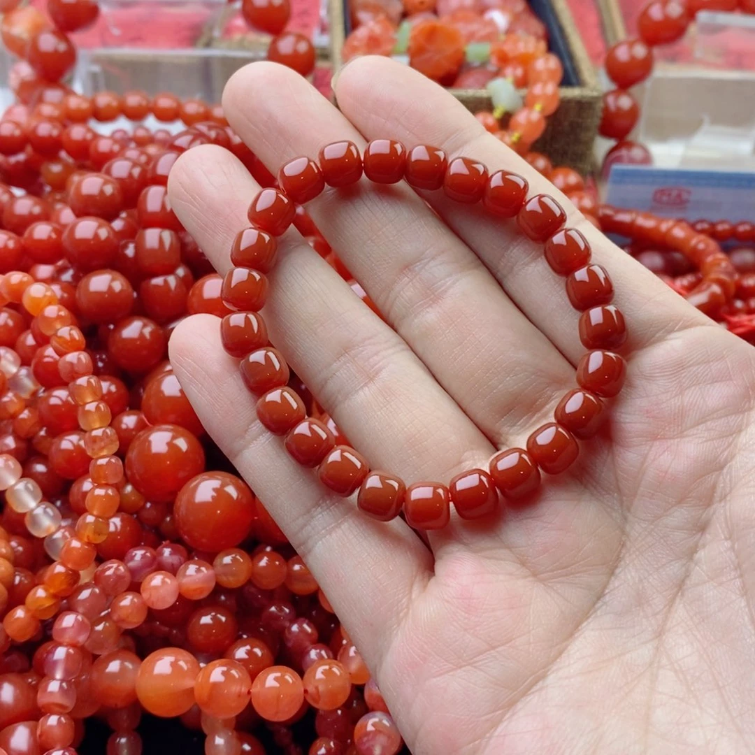 南红玛瑙未镶嵌手链卡7.4