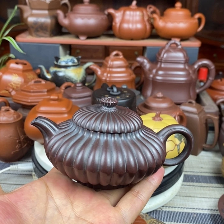 茶壶紫砂筋纹合欢200Cc原矿老紫泥特价