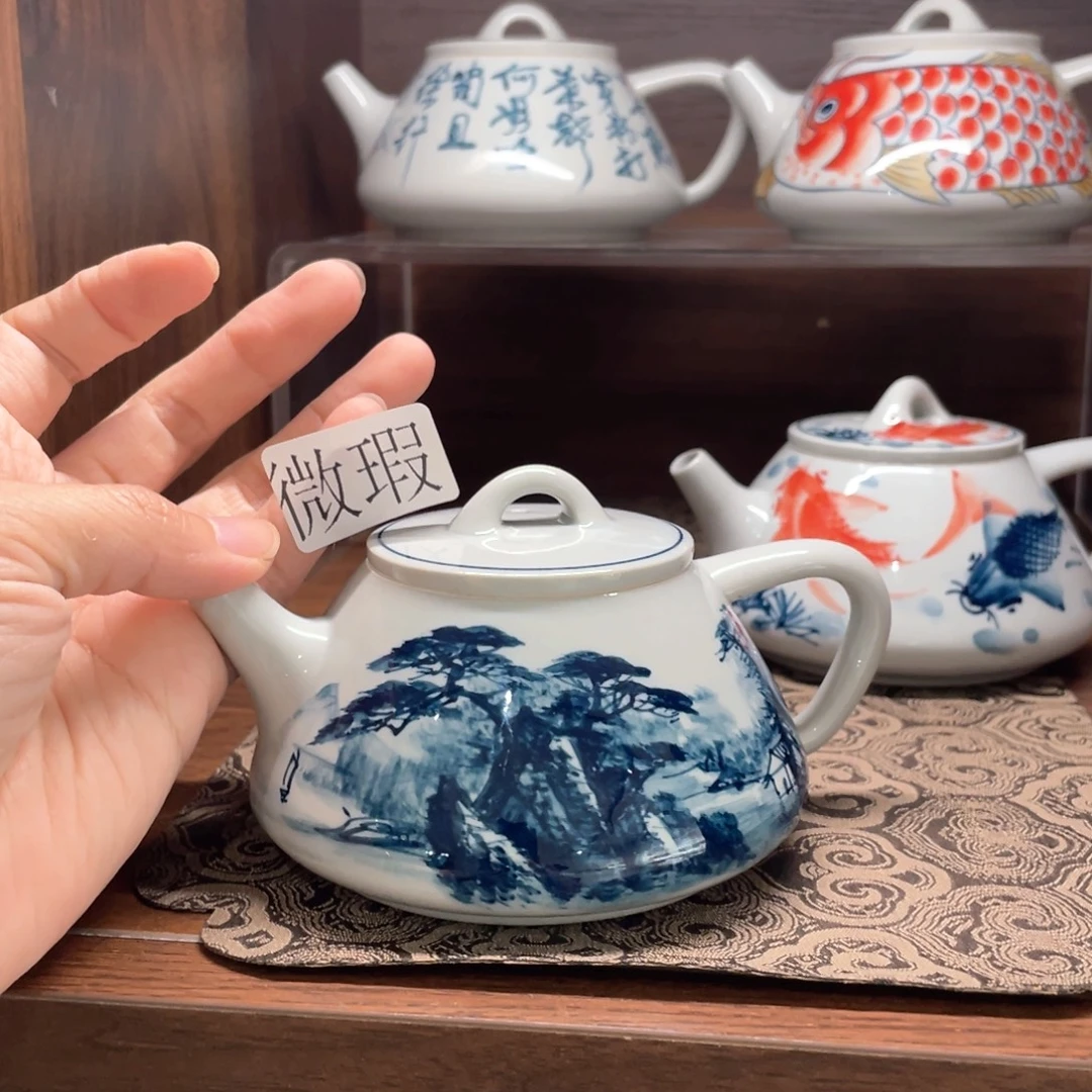 釉下手绘茶具微瑕