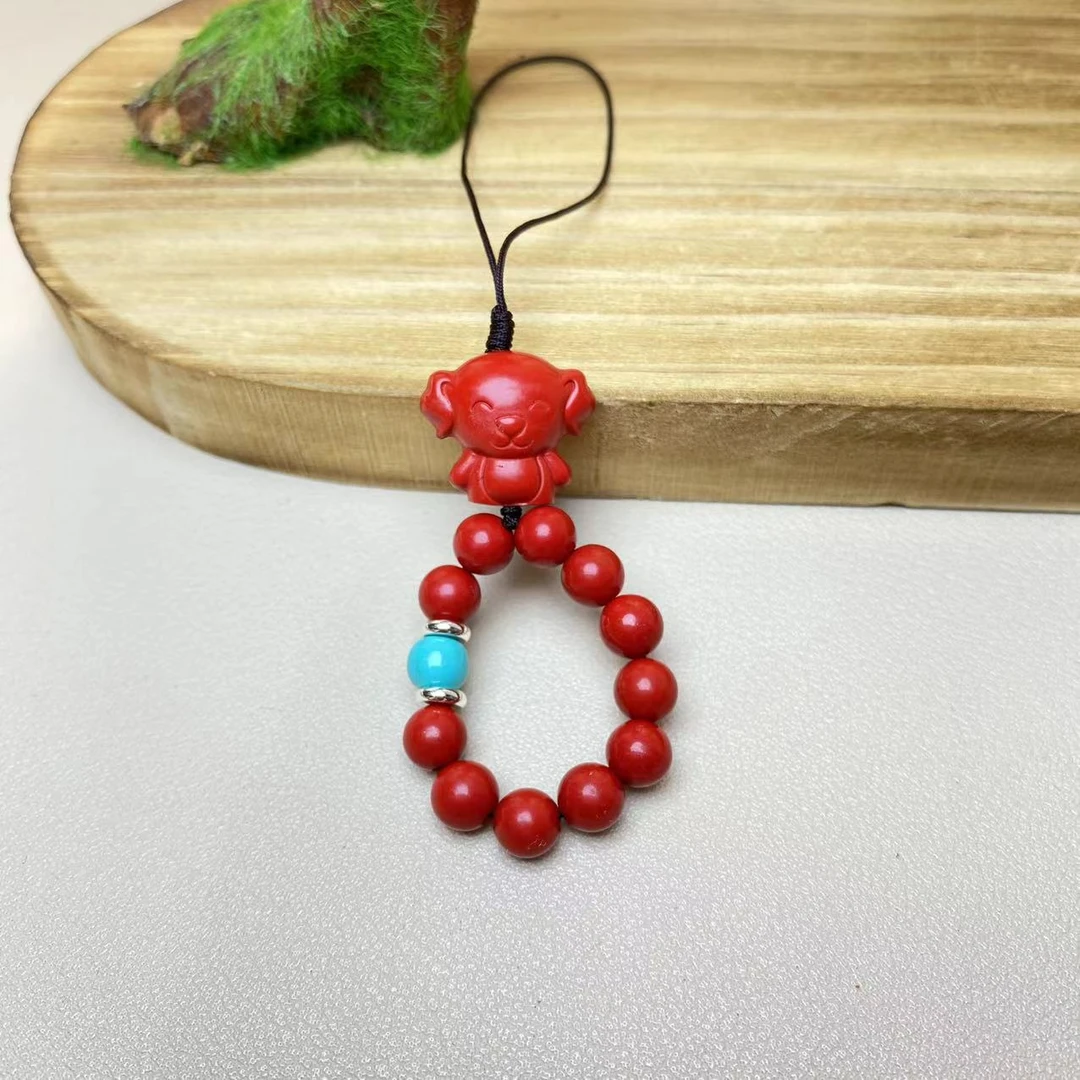 含辰砂工艺品高含量朱砂红砂设计款十二生肖手机挂正品保真朱砂