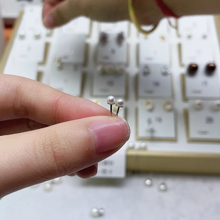 淡水珍珠耳饰银S925镶嵌晴***长