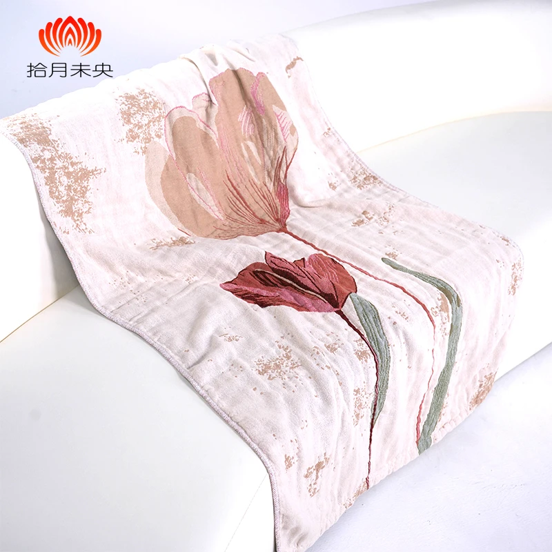 OCTOBER NO OVER/拾月未央【郁金香】75*150午休毯色织提花纯棉透气