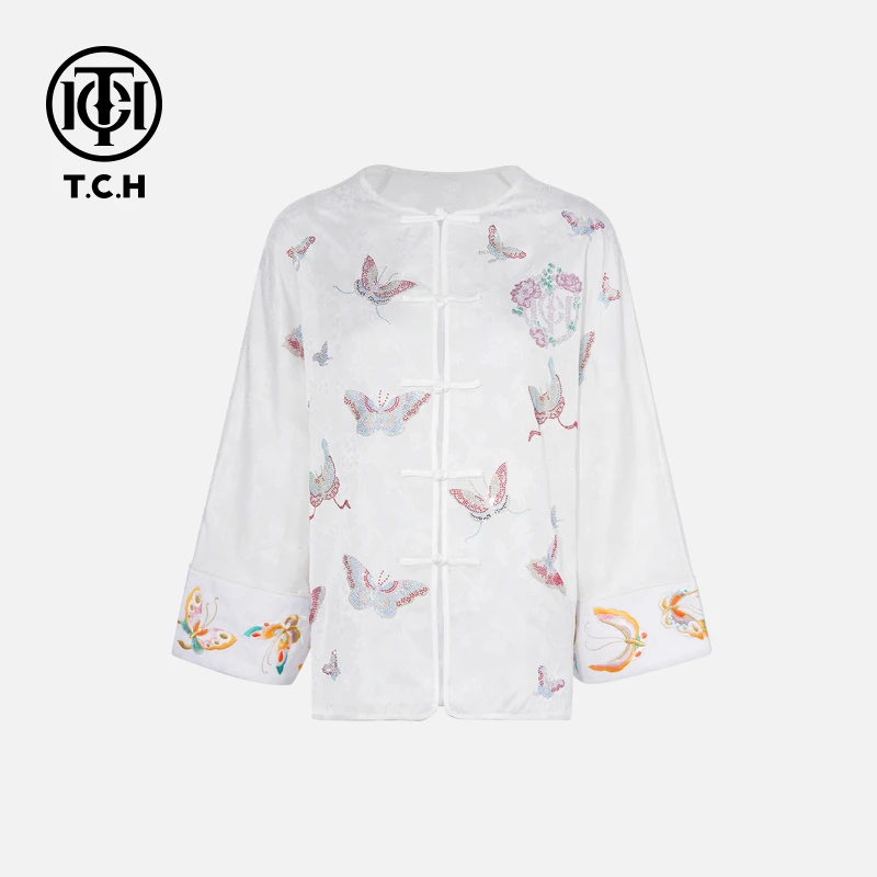 TCH轻奢烫钻工艺时尚休闲百搭新中式外套女T75B27E1001tch