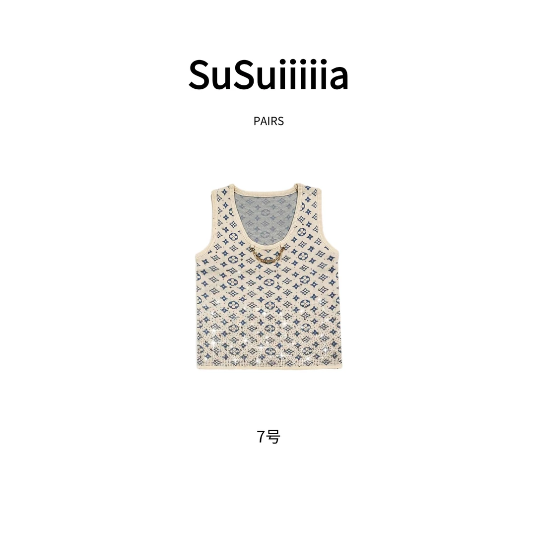 孤【故山白月】新款百搭时尚圆领背心女无袖气质针织7号