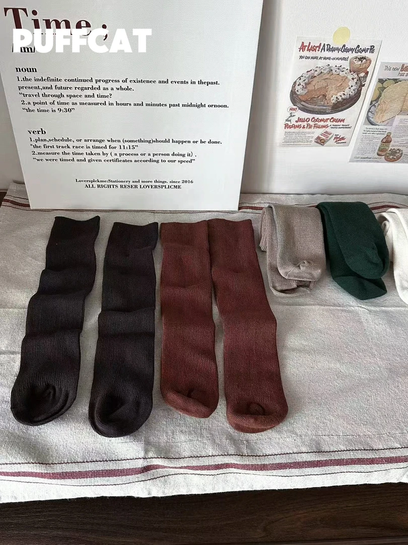 日系女童双针春款儿童小腿袜可爱女童中筒袜长袜棉袜公主潮袜