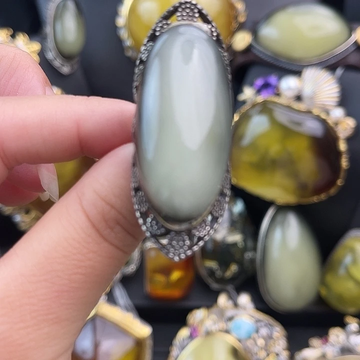 琥珀银S925镶嵌裸石