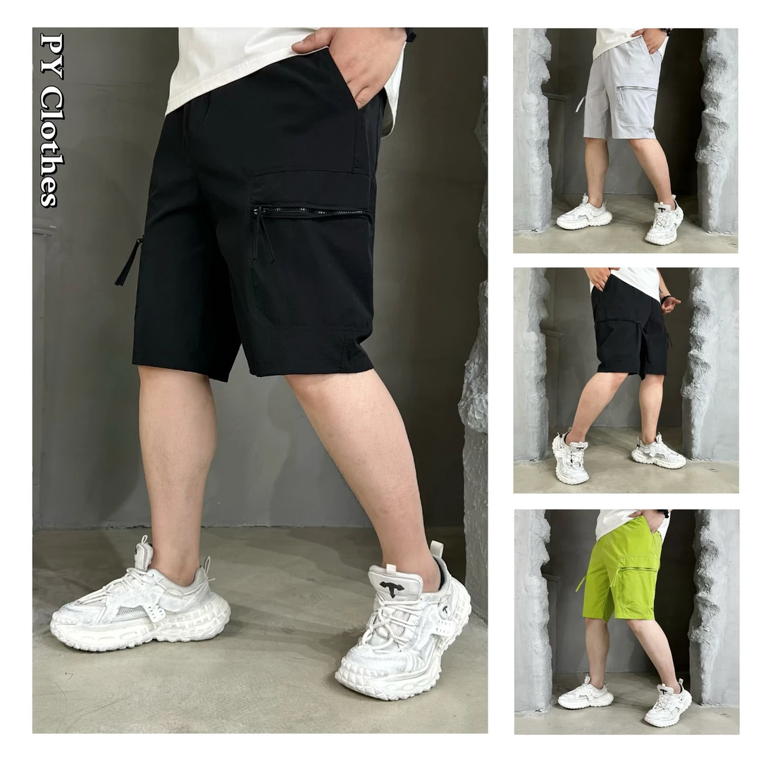 胖语大码男装 2025夏季新款简约百搭工装大口袋速干短裤99680#S
