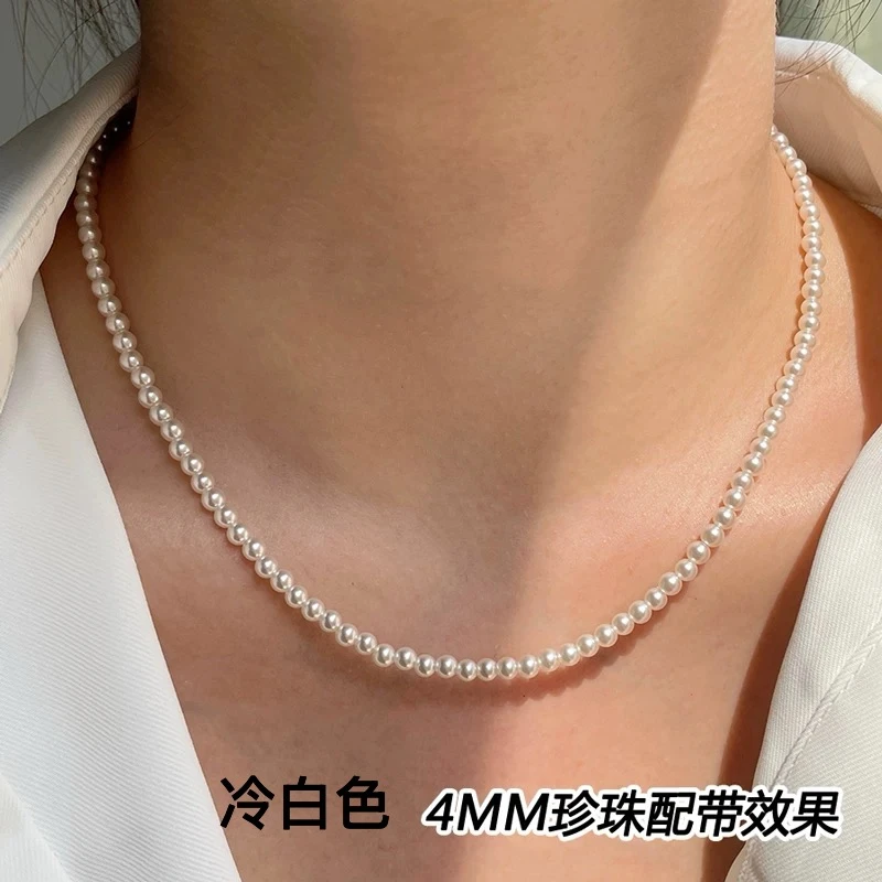 S-28轻奢小众高级法式4mm极细小米珠锁骨链