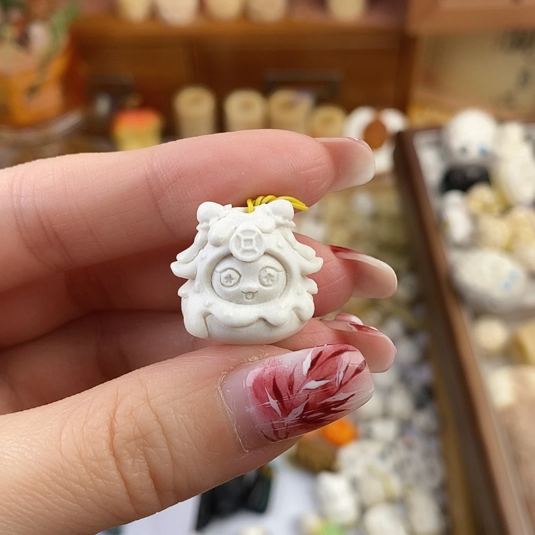 鹿骨把件不*~M28鹿角雕刻的达摩羊