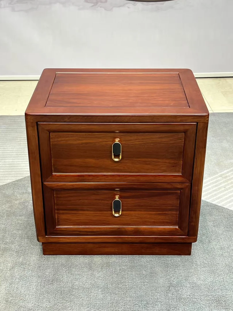 乌金木床头柜实木现代轻奢卧室家用新中式储物收纳床边置物柜