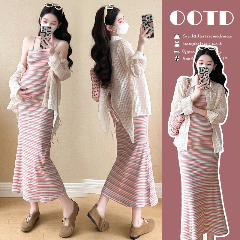 高级感春季孕妇装春装连衣裙怀孕期妈妈遮肚子衣服孕期裙子衬衣