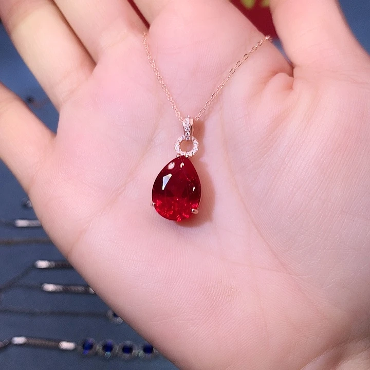红宝石吊坠(赠链)银S925镶嵌