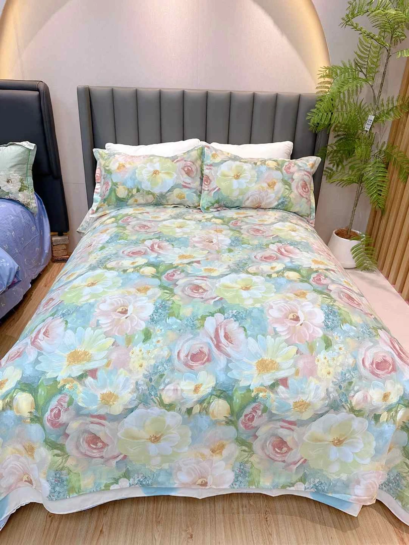 【山东老粗布】2.4米*2.3米床单三件套 加厚加密贴身透气【南法假日】