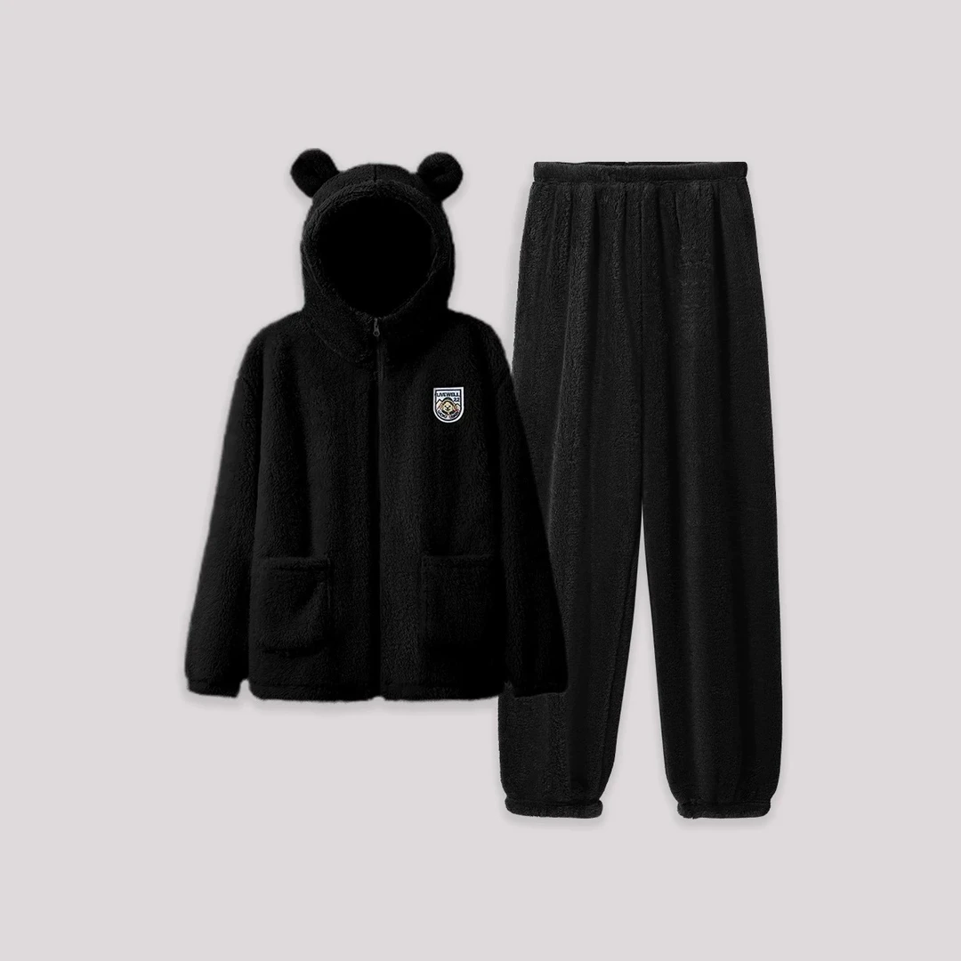 【反季福利】秋冬季加绒长袖连帽男女同款北羔绒睡衣可外穿家居服