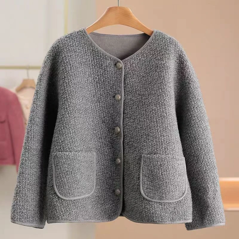 韩版休闲宽松圆领外套女2024春季新款时尚上衣W065