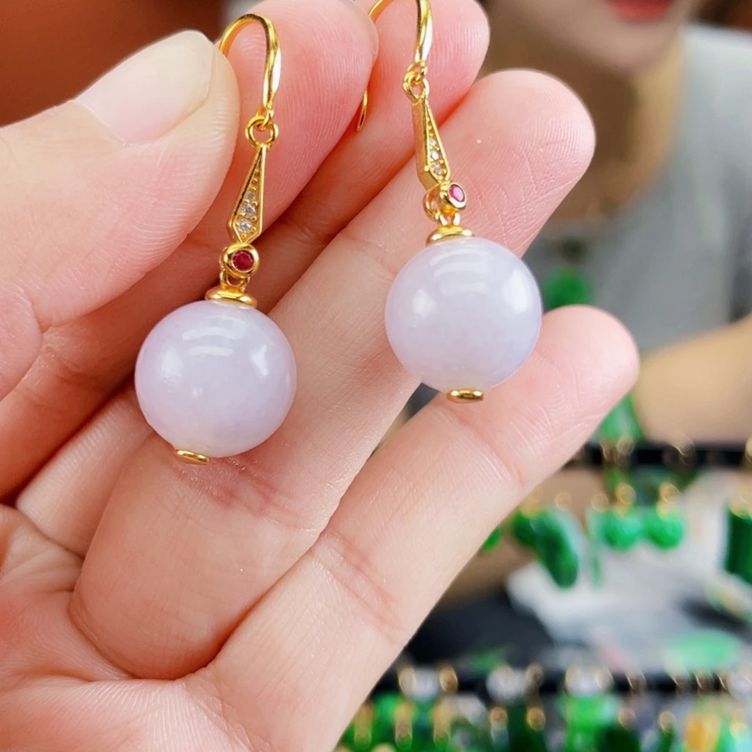 银S925镶嵌翡翠耳饰