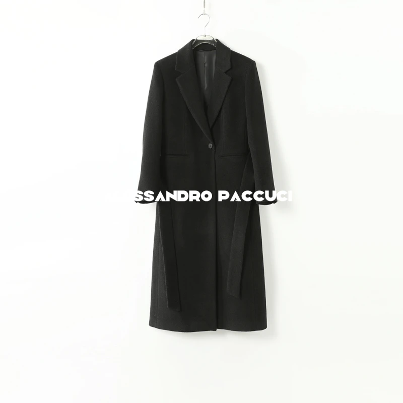 AP洛哥44010DY【骑士】绵羊毛+羊驼毛廓形长款极简风长袖大衣2024冬