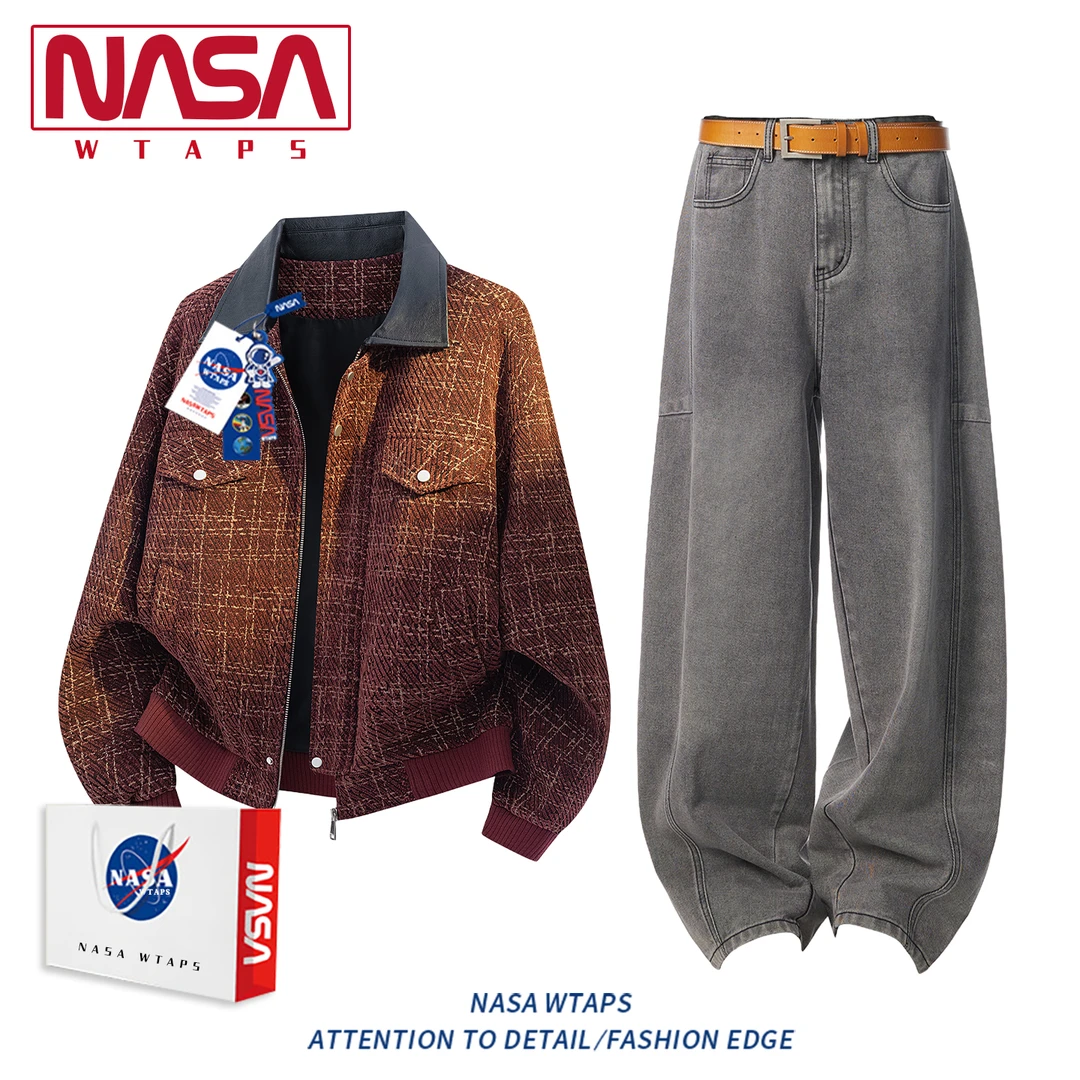 NASA WTAPS小香风运动套装男秋季新款休闲百搭长裤宽松帅气两件套