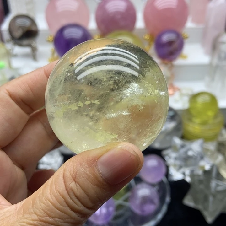摆件未镶嵌水晶黄水晶球4.8cm