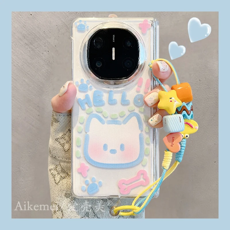 适用华为mateX6折叠屏手机壳MateX5典藏版英文小狗matex3猫咪头像