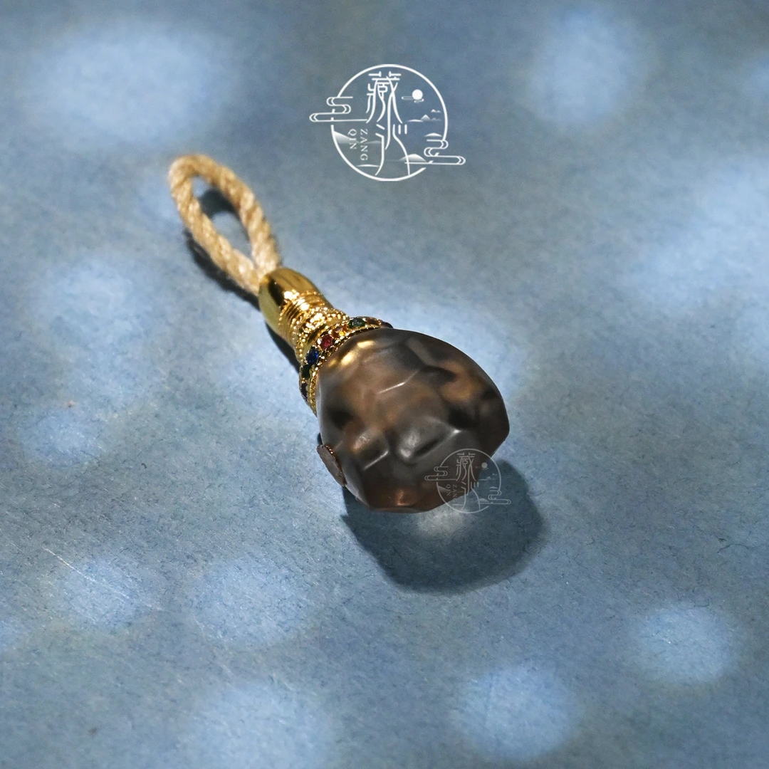 10MM茶水晶分体式无相三通文玩配饰百香籽108手串DIY配件佛头佛塔