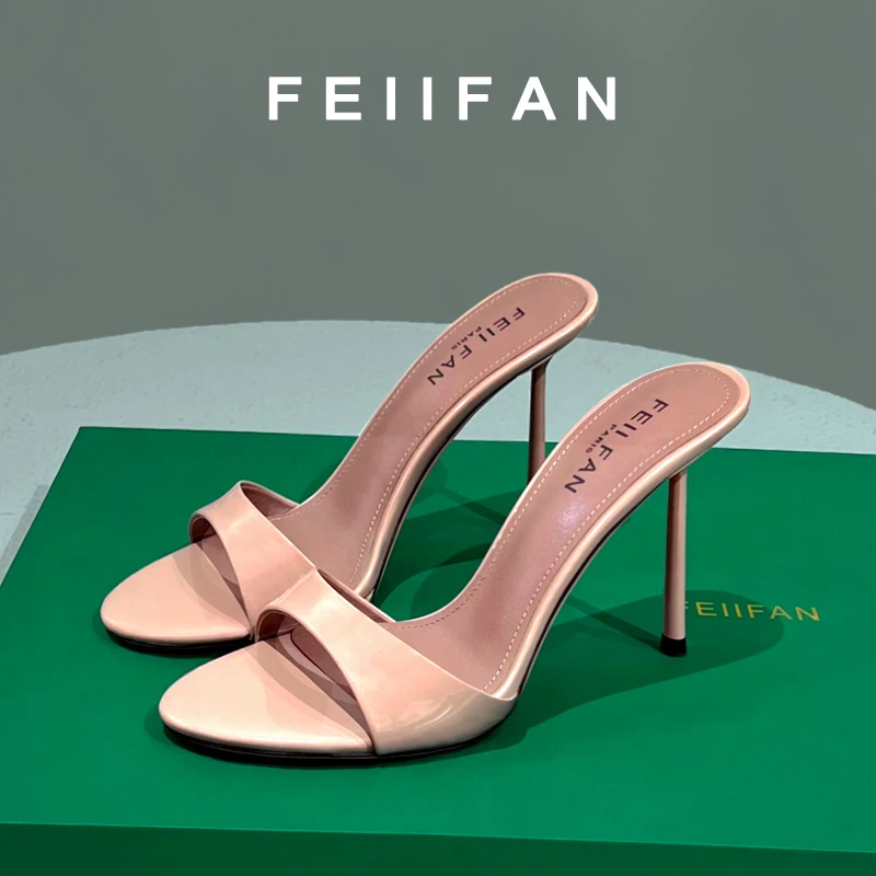 【现货】拖鞋女2025新款夏季细跟外穿高级感气质红色高跟鞋1216