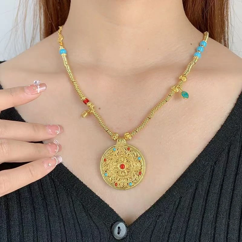 铜合金项链 61壹新中式国风高级感八宝罗盘项链时尚百搭旗袍项链