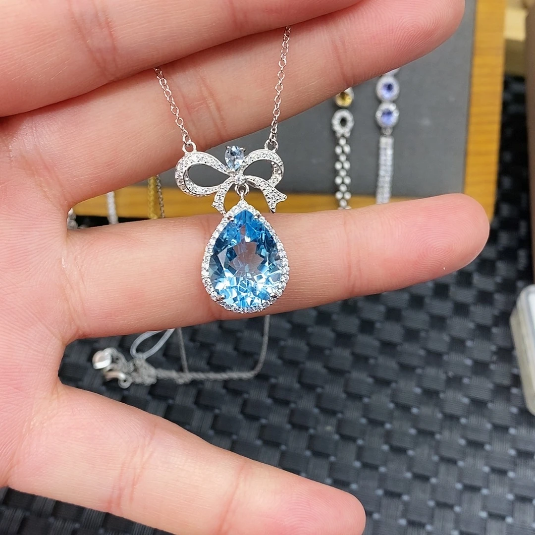 颈饰银S925镶嵌托帕石