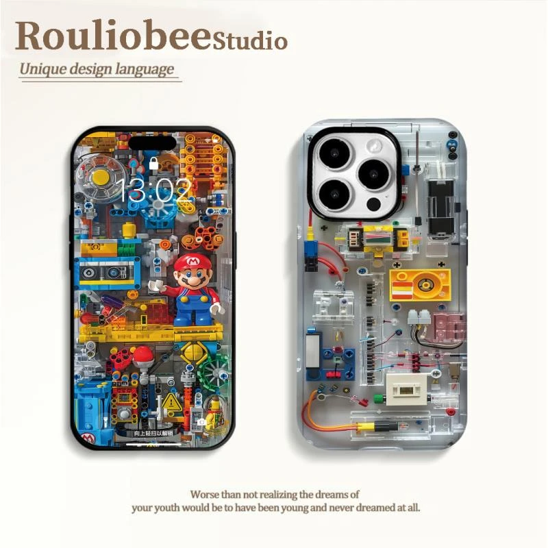 夕与空马里奥积木适用苹果16/15菲林手机壳华为P70vivo小米14oppo