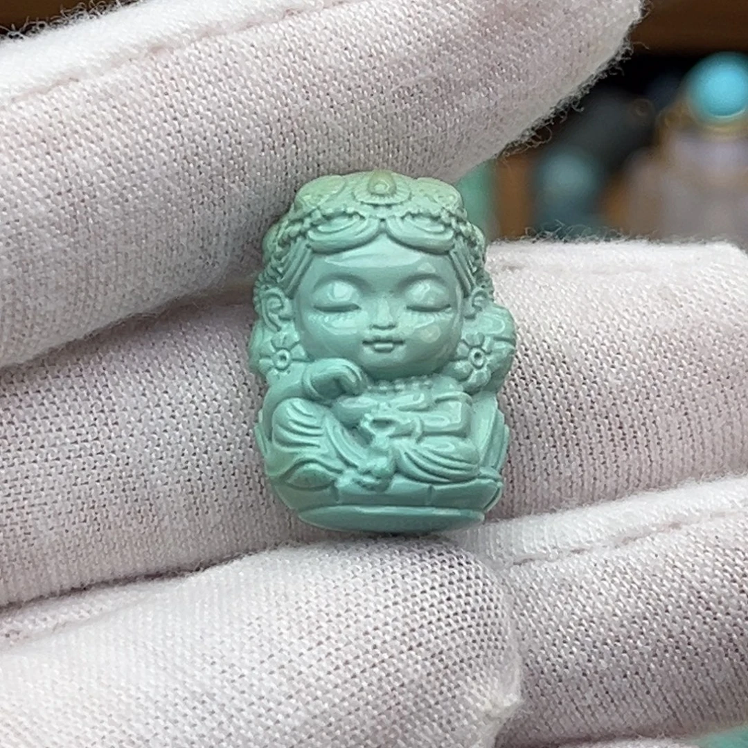 未镶嵌绿松石珠宝奇石绿度母