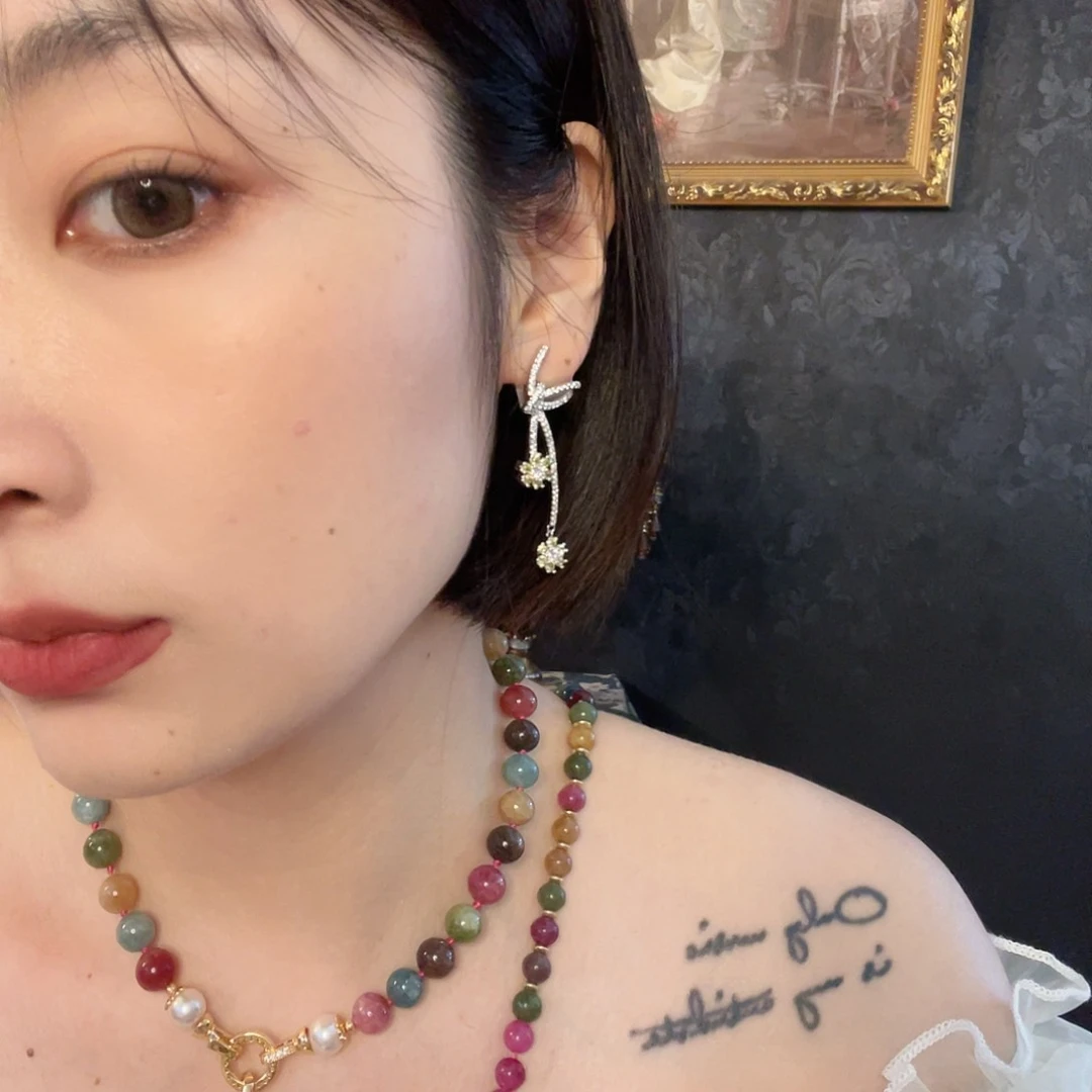 黄铜珐琅925银耳饰