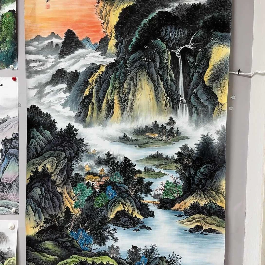 国画会*尺寸100X180手绘作品