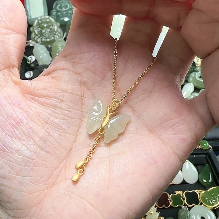 颈饰银S925镶嵌和田玉