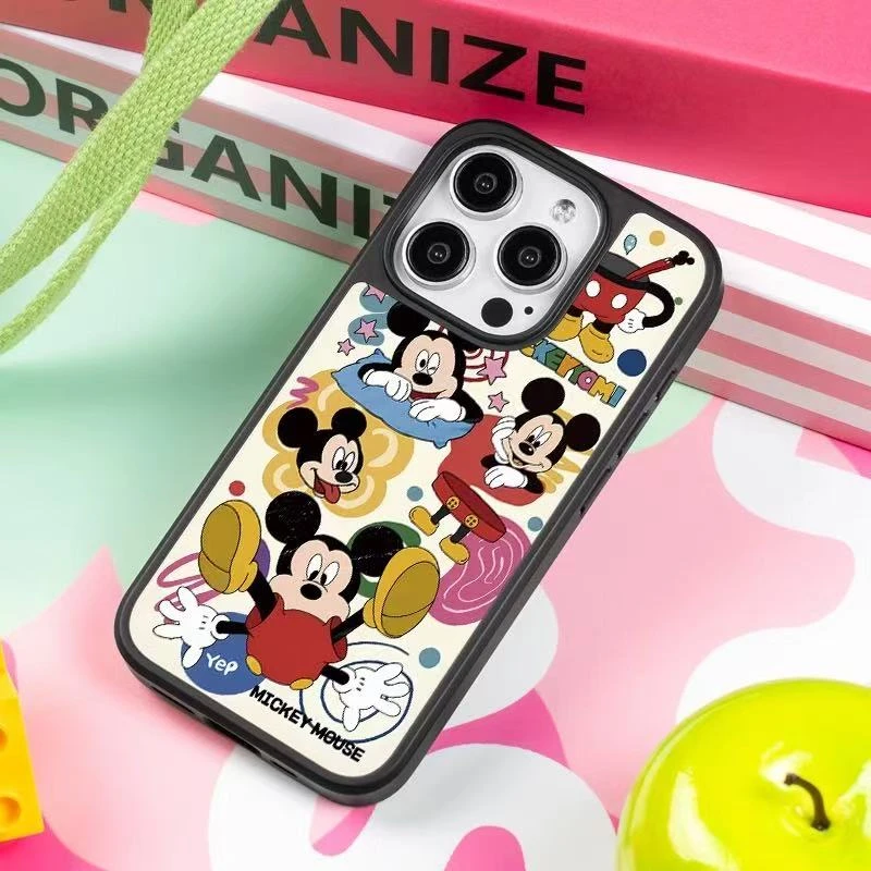 新款潮牌卡通米奇晶瓷碳纤维磨砂手机壳涂鸦防摔卡通小众个性全包