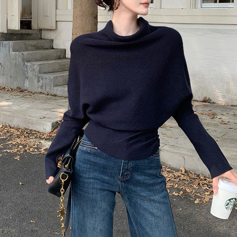 2025秋季新款慵懒清冷洋气酷飒风高级感知性收腰针织上衣百搭毛衣