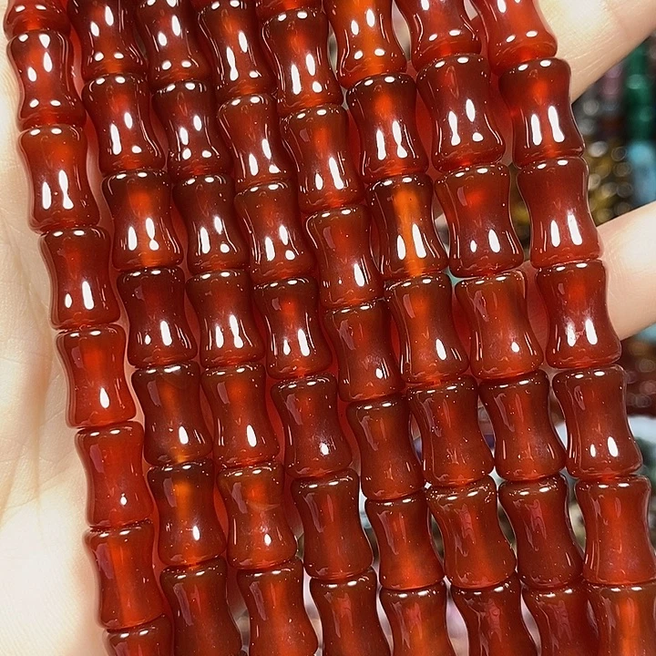 玛瑙/玉髓未镶嵌珠宝半成品玛瑙竹节卡8*12mm一条