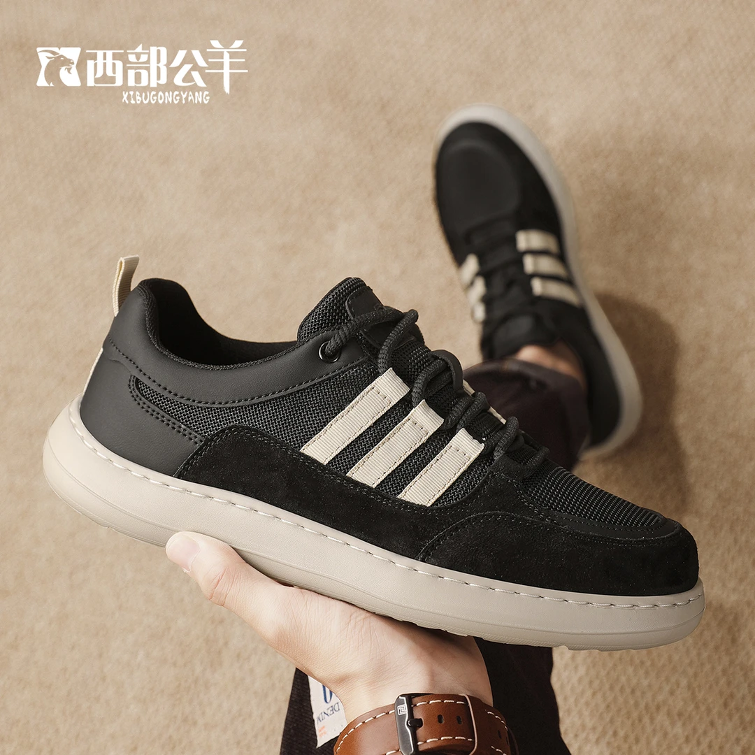 西部公羊夏季户外复古运动鞋软底耐磨板鞋透气防滑男士休闲板鞋