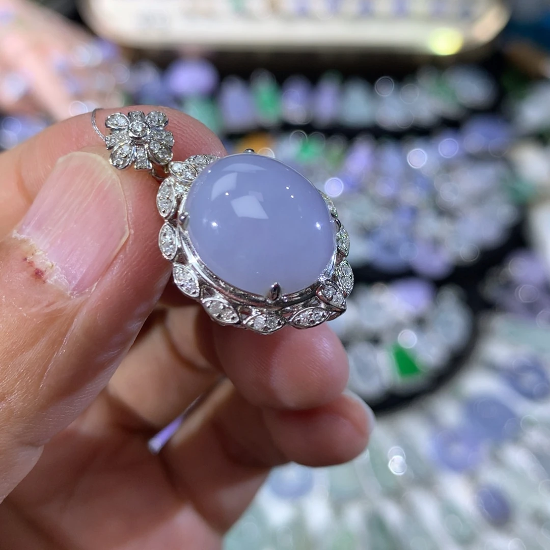 翡翠18K金镶嵌吊坠(不含链)