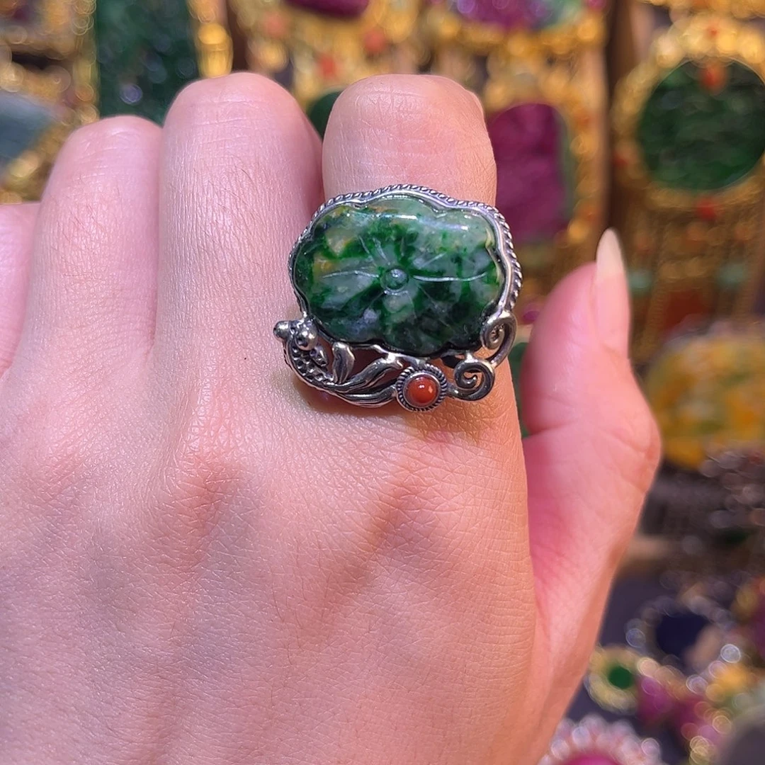 翡翠银S925镶嵌戒指