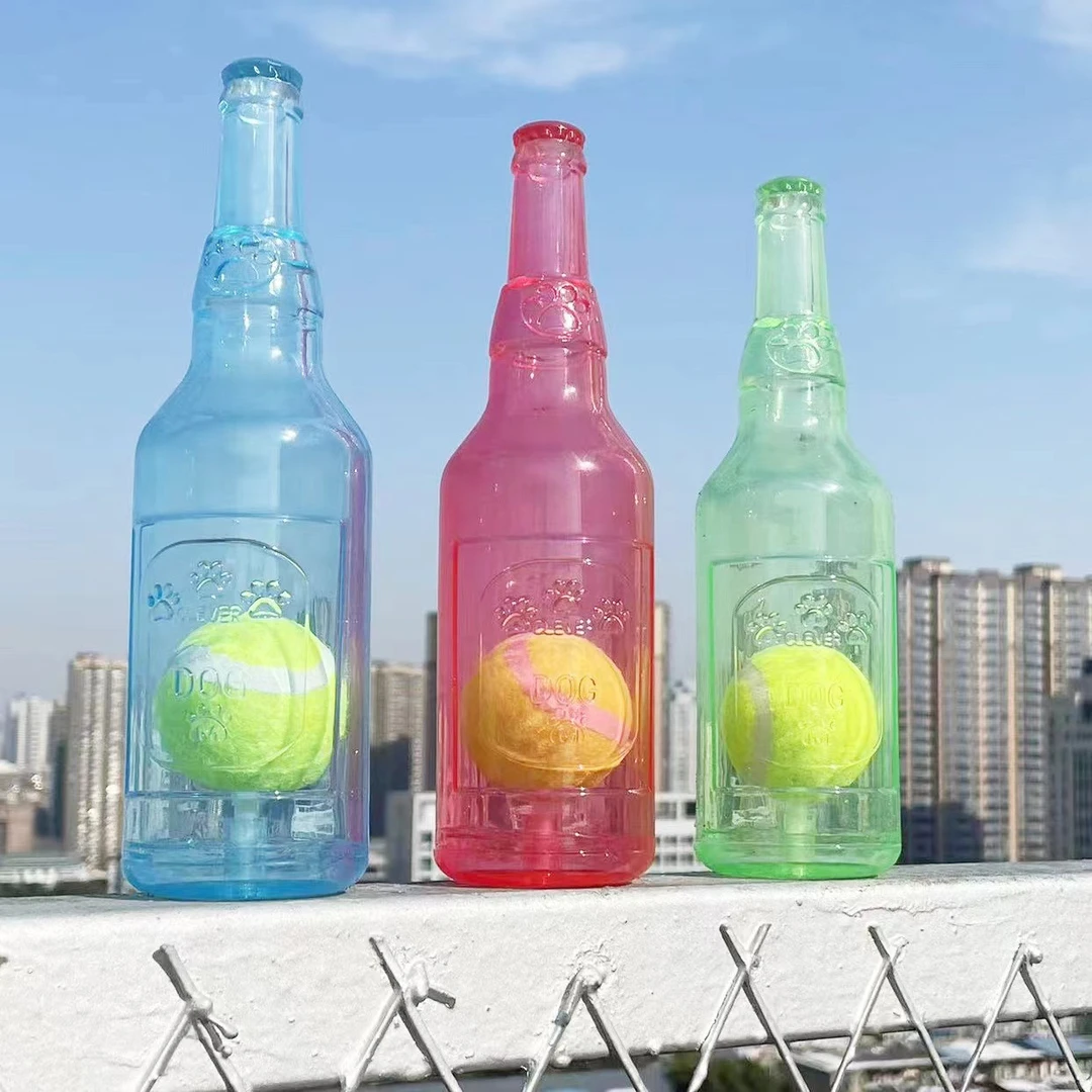 新款宠物发声耐咬解闷磨牙漂浮橡胶网球酒瓶大狗小狗益智玩具