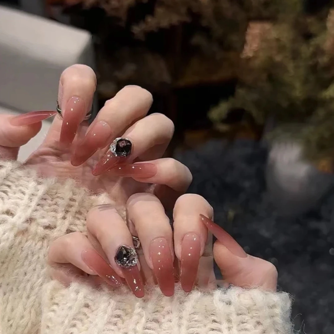 【烟熏玫瑰】纯手工高定10片装温柔纯欲风满钻穿戴甲