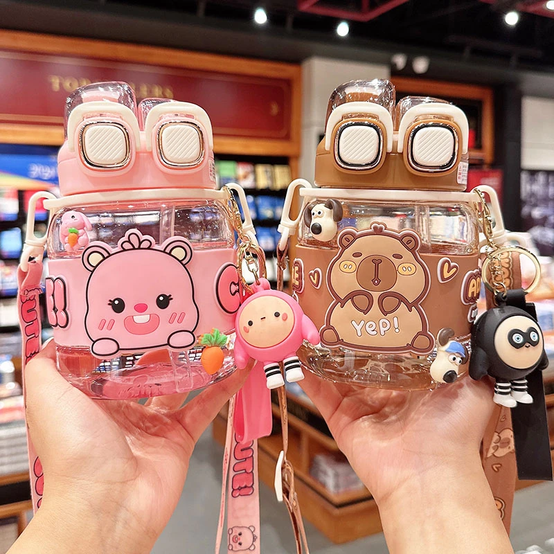 儿童水杯可爱高颜值双饮杯幼儿园女孩上学专用耐高温便携吸管杯子