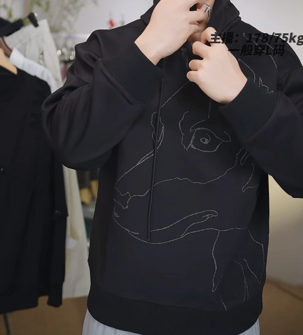 【TR】490-4106490卫衣 春季经典刺绣连帽上衣 男女同款