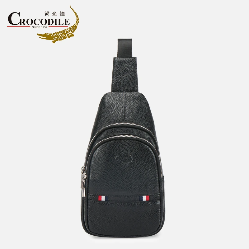 鳄鱼恤男士休闲胸包真皮包包CA00052