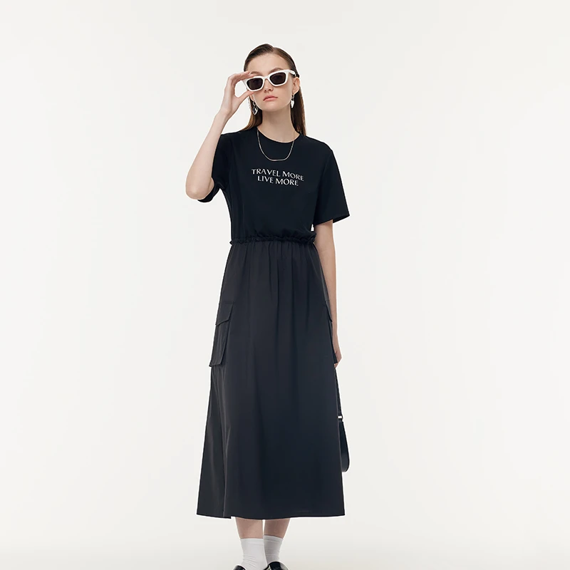 歌莉娅 春季新品  休闲拼接连衣裙  1E3J4H270
