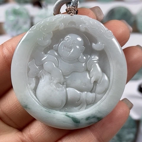 翡翠颈饰未镶嵌逍遥佛福利