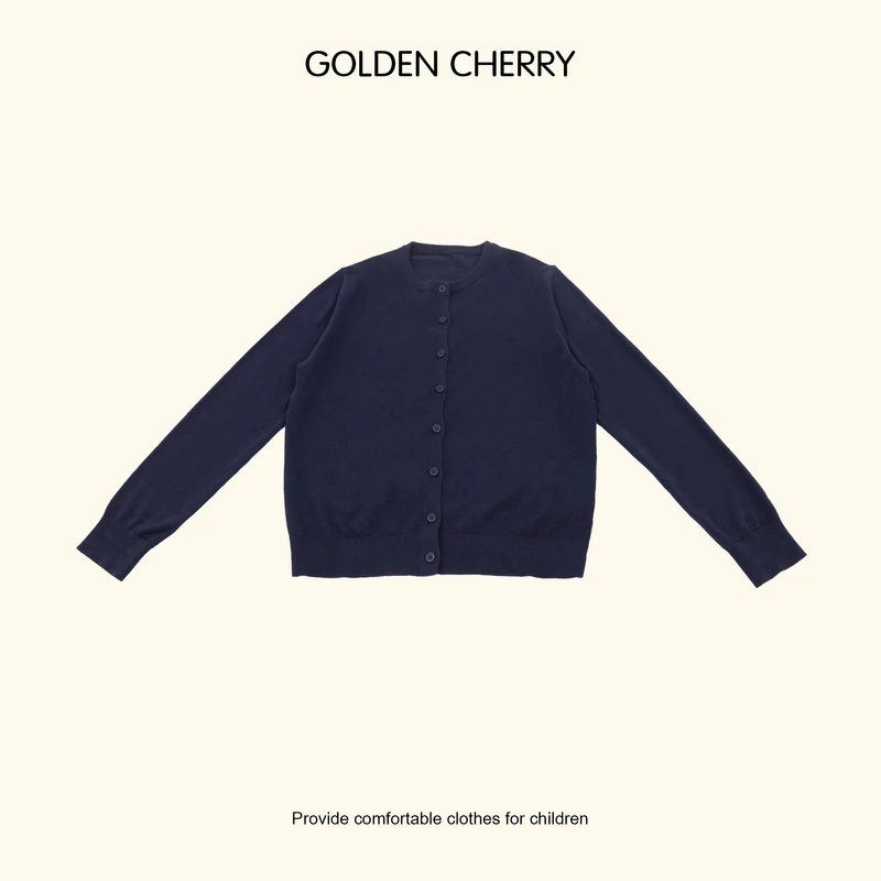 6【金樱桃 Golden cherry】亲子藏青色八粒扣开衫外套QS056