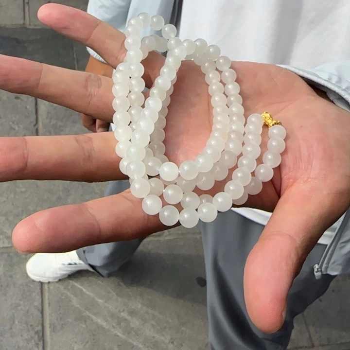和田玉未镶嵌颈饰毕业级带荧光108卡8